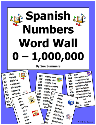 Spanish Numbers Word Wall - Los Numeros Pared de Palabras