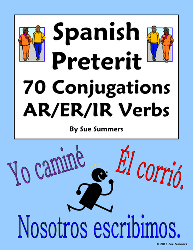 Spanish Preterit 70 Ar Er Ir Regular Verb Conjugations Worksheet