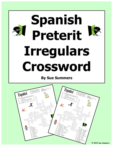 Spanish Preterit Irregulars Crossword Puzzle and Image IDs