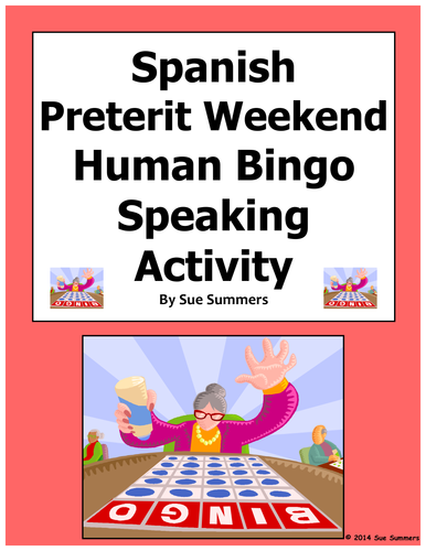 Spanish Preterit Weekend Human Bingo Game Speaking Activity & Follow-Up