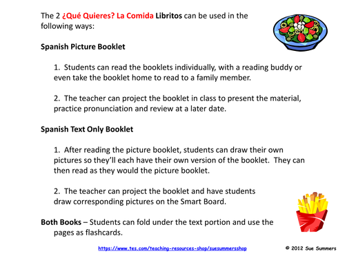 Spanish Que Quieres? Comida Booklet - Food