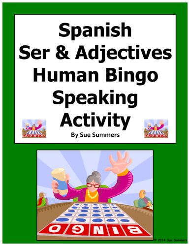 Spanish Ser and Adjectives Human Bingo Game Speaking Activity and Follow-Up