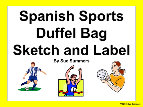 Spanish Sports Duffel Bag Sketch and Label - Los Deportes