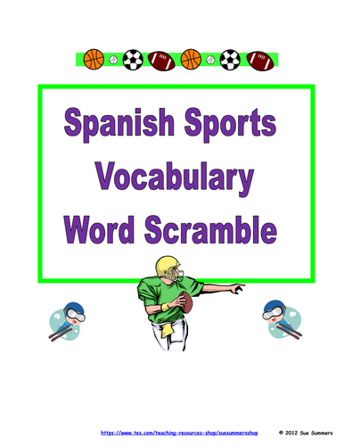 Spanish Sports Word Scramble - Los Deportes