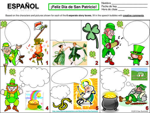 Spanish St. Patrick's Day Speech Bubble Creative Writing Activity
