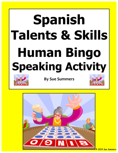 Spanish Talents and Skills Human Bingo Game Speaking Activity & Follow-Up