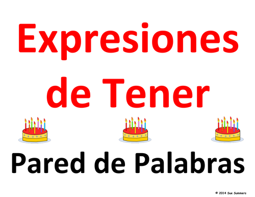Spanish Tener Expressions Word Wall Classroom Signs