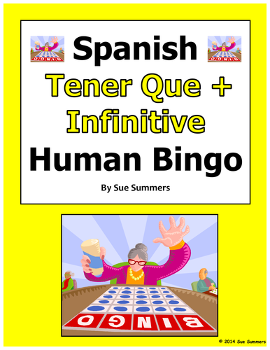 Spanish Tener Que + Infinitive & Chores Human Bingo Game Speaking Activity