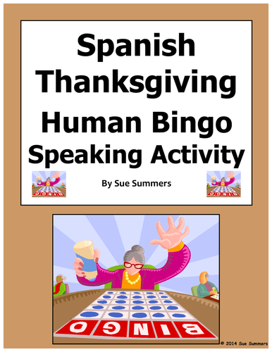 Spanish Thanksgiving Human Bingo Game Speaking Activity