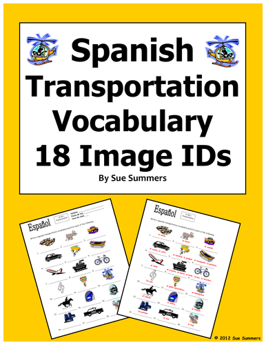 Spanish Transportation Vocabulary 18 IDs - El Transporte