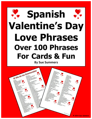 Spanish Valentine's Day Bilingual Love Phrases for Cards and Fun!