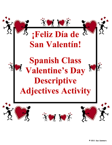 Spanish Valentine's Day Descriptive Adjectives Reference & Activity