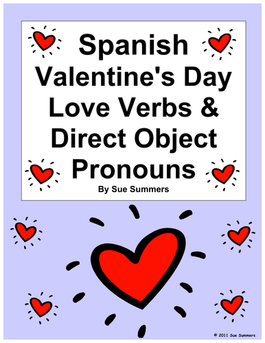Spanish Valentine's Day Love Verbs and Direct Object Pronouns