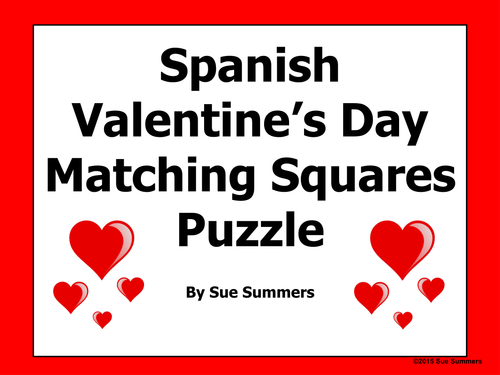 Spanish Valentine's Day Matching Squares Puzzle