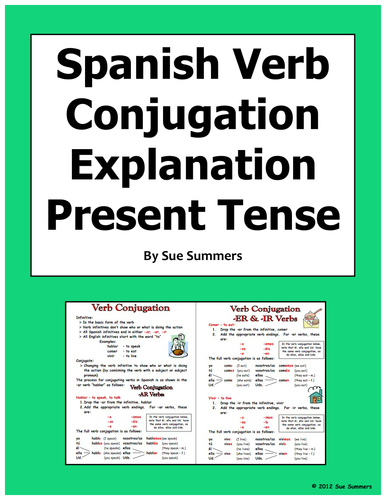 Spanish Verb Conjugation Explanation Present Tense Regular Verbs