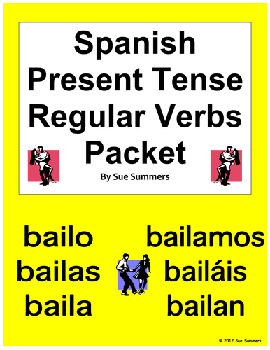 Spanish Verbs - Present Tense Regular Verbs 28 Page Bundle | Teaching