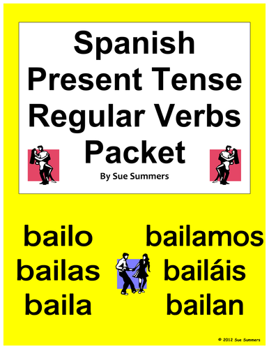 Spanish Verbs - Present Tense Regular Verbs 28 Page Bundle