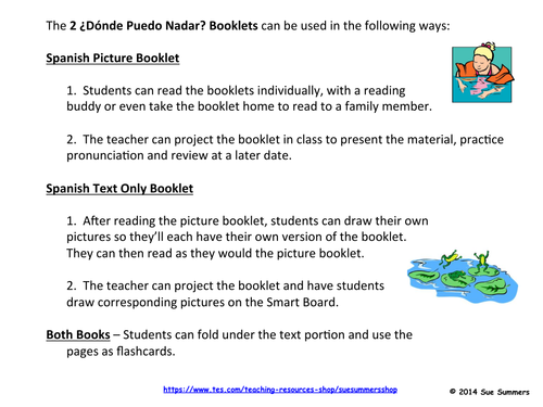 Spanish Where Can I Swim 2 Emergent Readers - Donde Puedo Nadar?