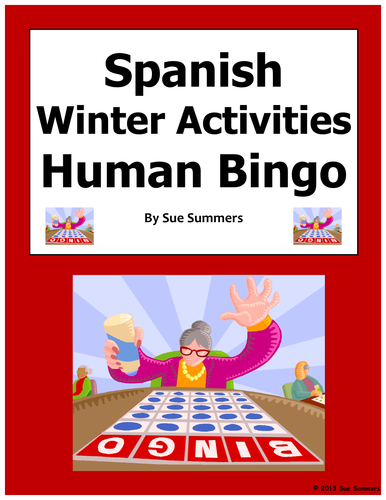 Spanish Winter Activities Human Bingo Speaking Activity