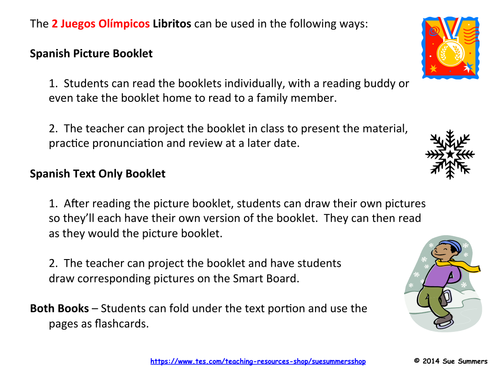 Spanish Winter Olympics - Juegos Olimpicos 2 Emergent Readers