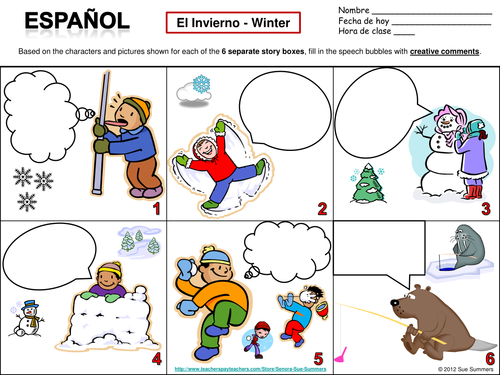 Spanish Winter Speech Bubble Creative Writing