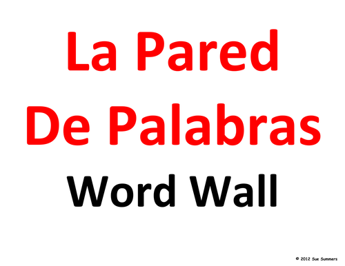 Spanish Word Wall Opinions and Survival Language Classroom Signs