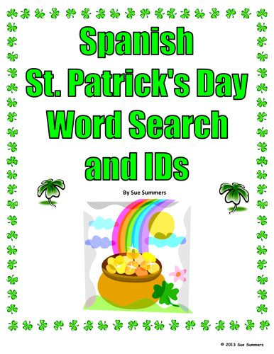St. Patrick's Day Spanish Word Search Puzzle and Images
