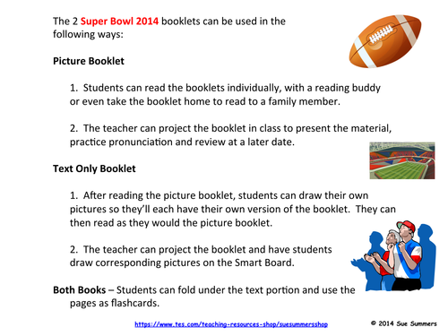 Super Bowl 2014 - 2 Emergent Reader Booklets - Football