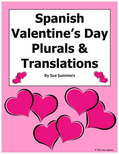 Spanish Valentine's Day Vocabulary 15 Plurals and Translations