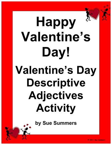 Valentine's Day Descriptive Adjectives Writing Activity and Reference