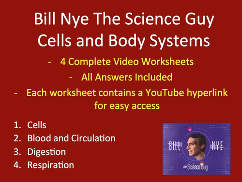 Bill Nye Video Worksheets (FOUR) - Biology - Cells and ...