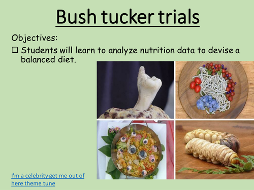 Bush tucker trials nutritian lesson