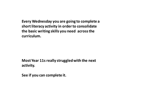 A set of literacy starters