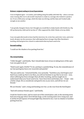 The three different endings of Great Expectations