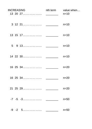 Finding the nth term