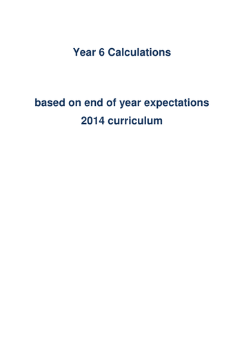 2016 SATs Calculation Paper Assessment ideas