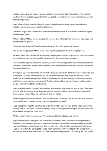 Hugo cabret book summary picture