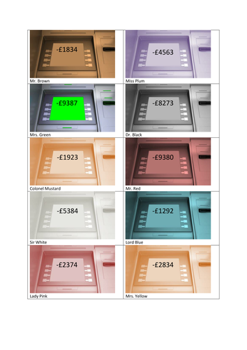 Negative Numbers - Bank Balances