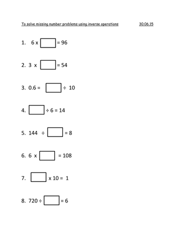 Year 3 Missing Number Problems