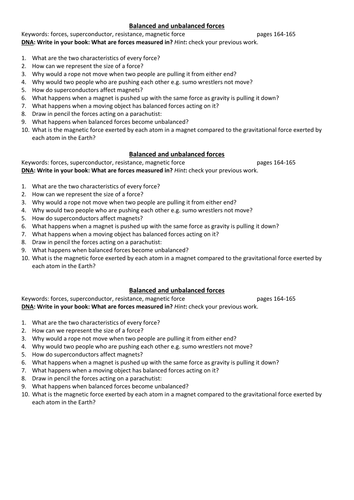 Forces: Friction, Balanced/unbalanced, effect on shapes