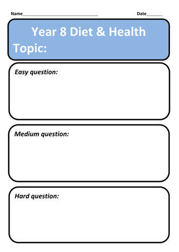 Quick and simple self differentiating revision card