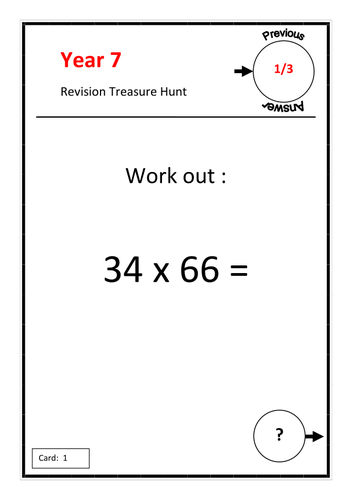 Mixed revision Treasure Hunt. KS3