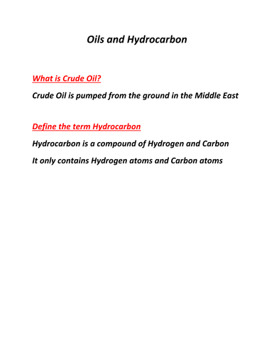 Oils and Hydrocarbon