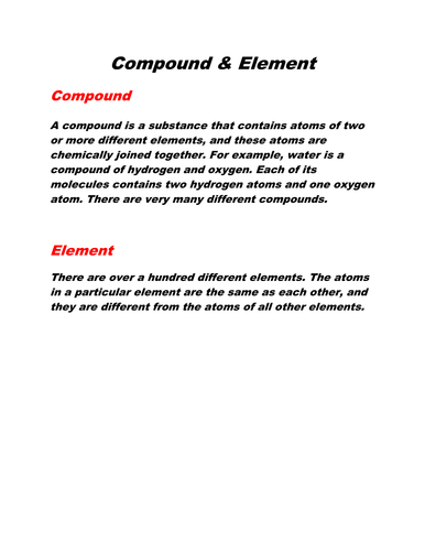 Compound & Element