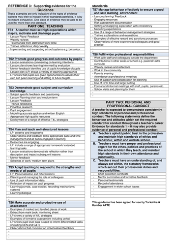 Teaching Standards File - Reflection Templates