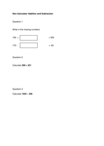 Math Grades 2 to 5 - ten topic based worksheets for revision or testing. Batch one.