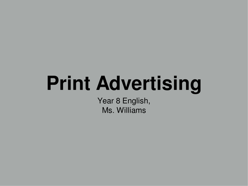 Introduction to print advertising.