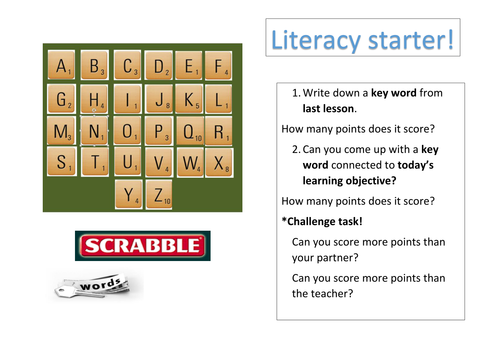 Scrabble mat literacy task