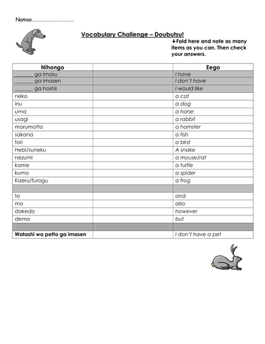 Animals and Colors in Japanese