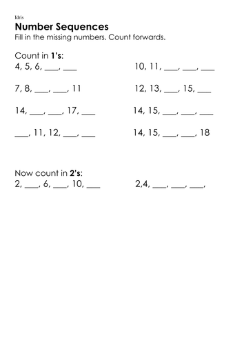 Number sequences year 3